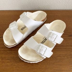 Birkenstock White Slip On Sandals size 36